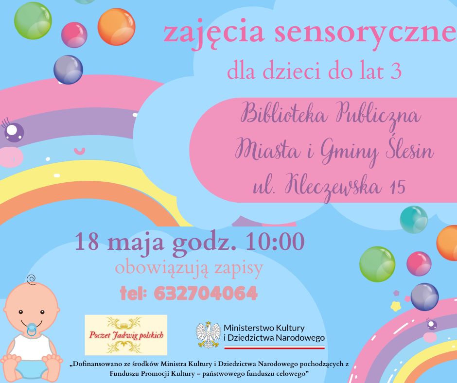 Informacja dotycząca zajęć sensorycznych dla małych dzieci w dniu 18 maja